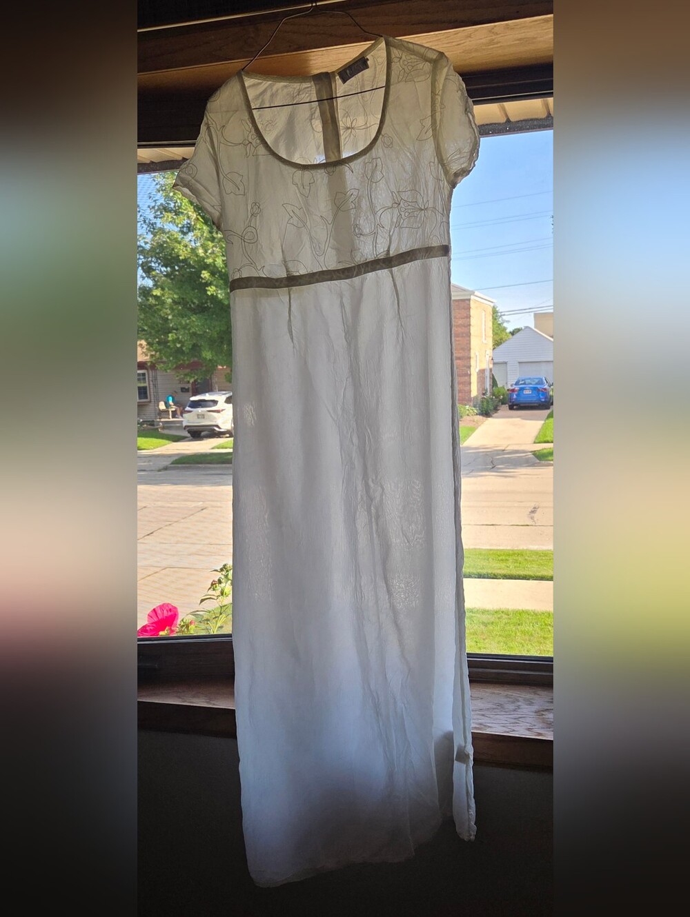 Vintage 1999 Betsys New Canaan CT Sheer Rayon Embroidered Maxi Dress Unworn LRG